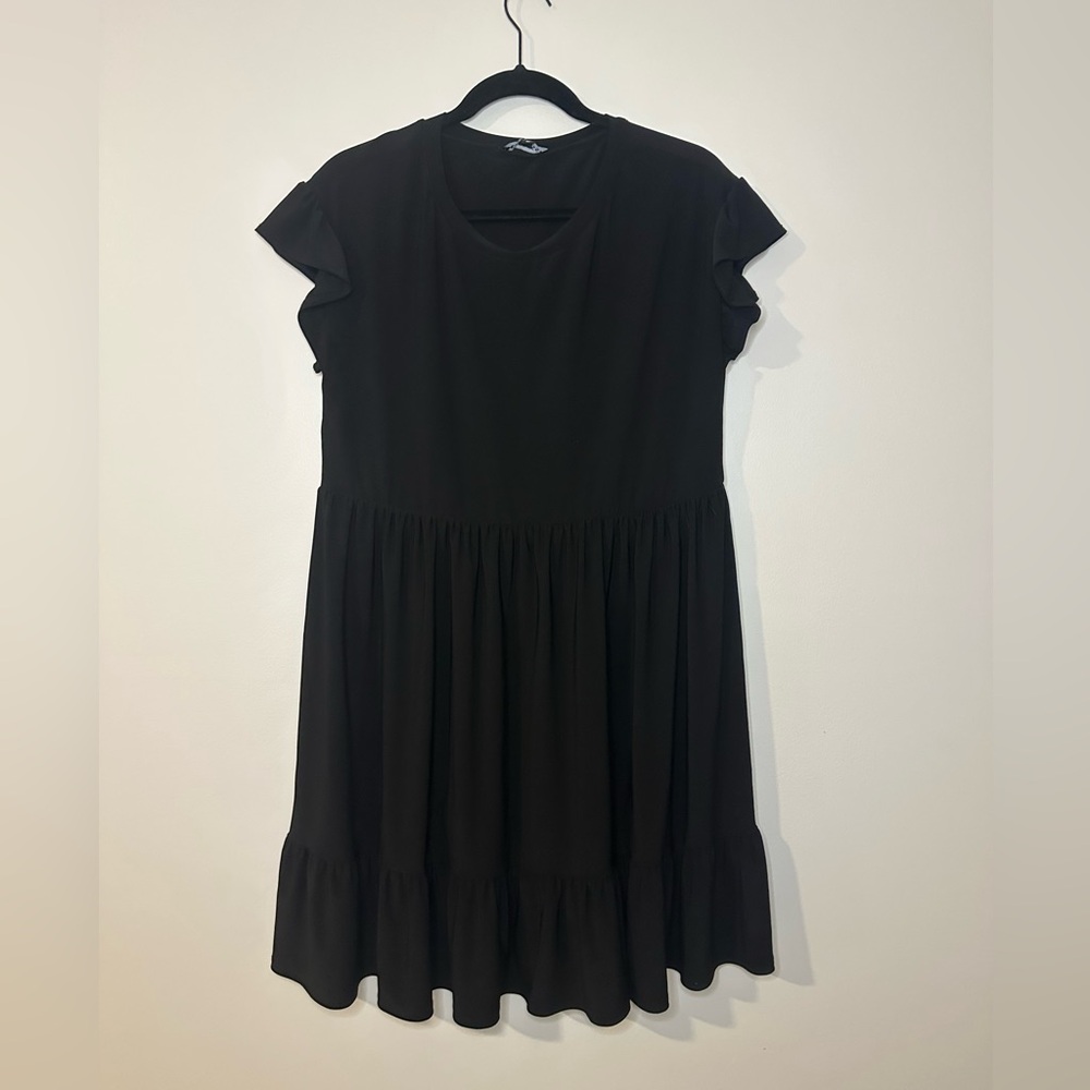 Express Black Mini Dress with Ruffle Sleeves